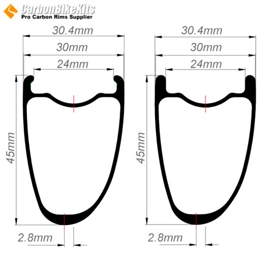 Aro de Carbono Ultraligero 700C / 650B 45x30mm Asimétrico Tubeless Hookless para Rueda de Gravel Aro de Carbono Ultraligero 700C / 650B 45x30mm Asimétrico Tubeless Hookless para Rueda de Gravel